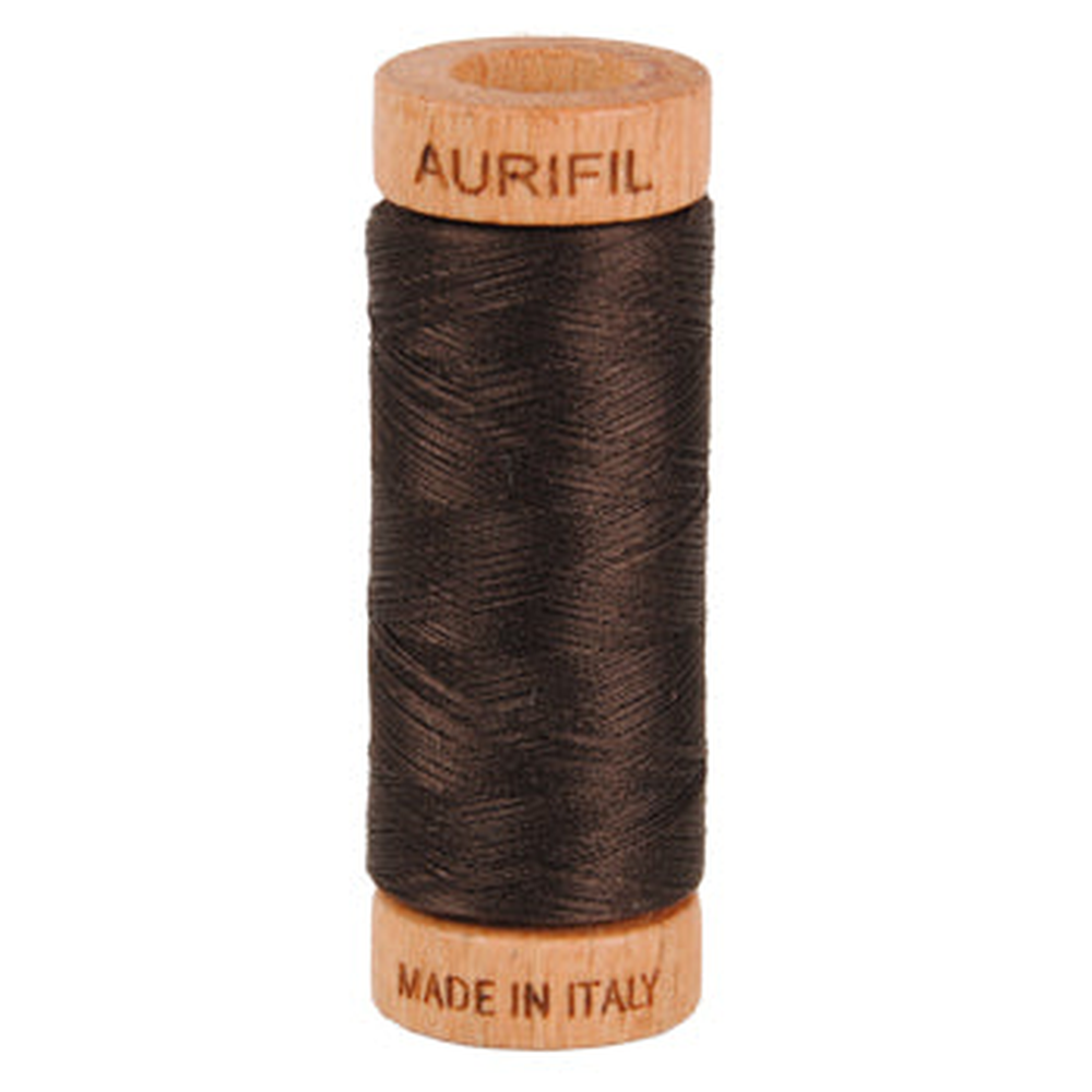 Aurifil embroidery thread spool in Very Dark Bark (1130) - 80wt 274m