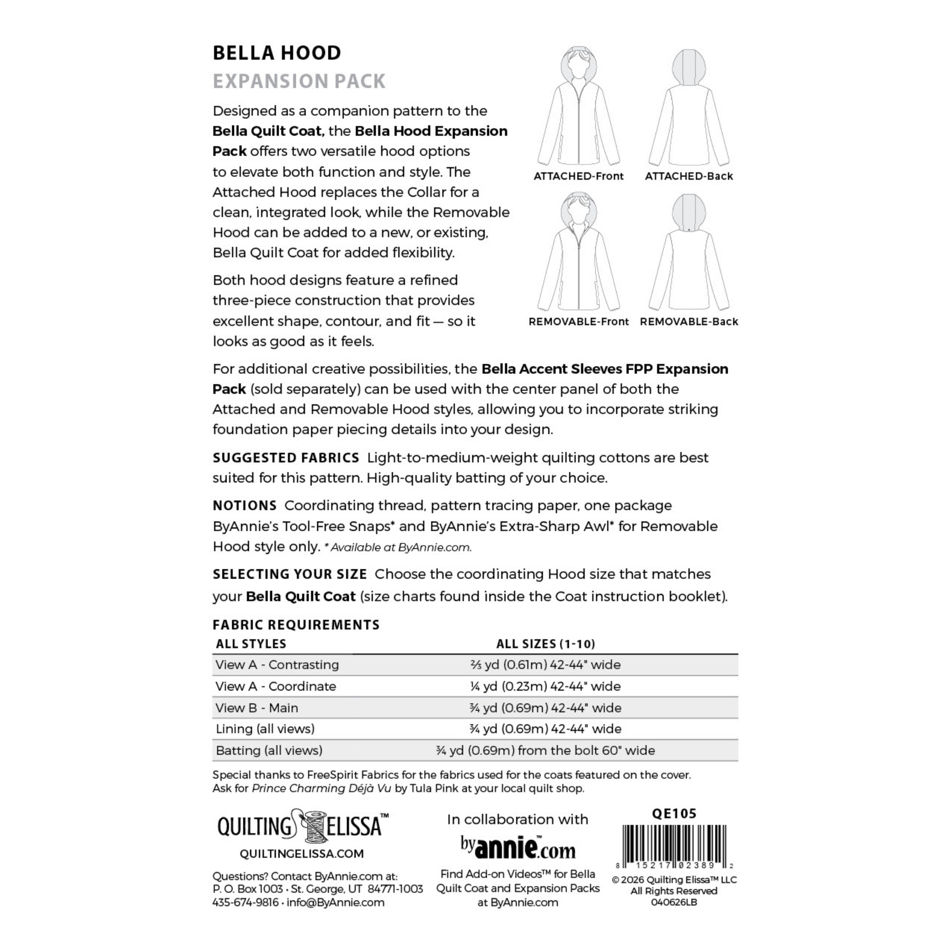 ByAnnie Bella Hood Expansion Pack - sewing and crafts storage bag - detail view