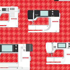 Bernina Sewing Room 11| Machines-Red - Benartex fabric for quilting and patchwork