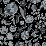 Botanica Feature Charcoal 0.5m - Benartex fabric for quilting and patchwork