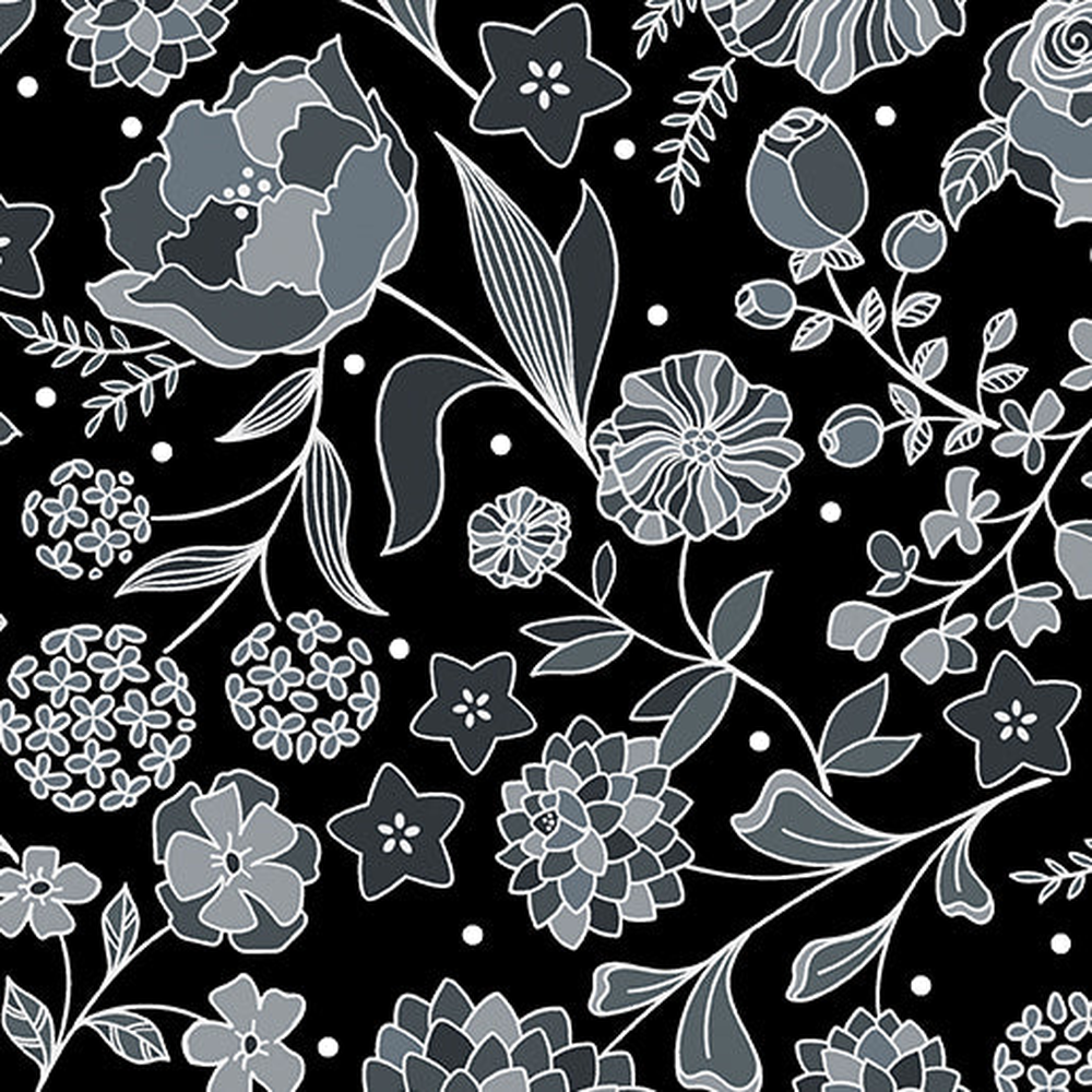 Botanica Feature Charcoal 0.5m - Benartex fabric for quilting and patchwork