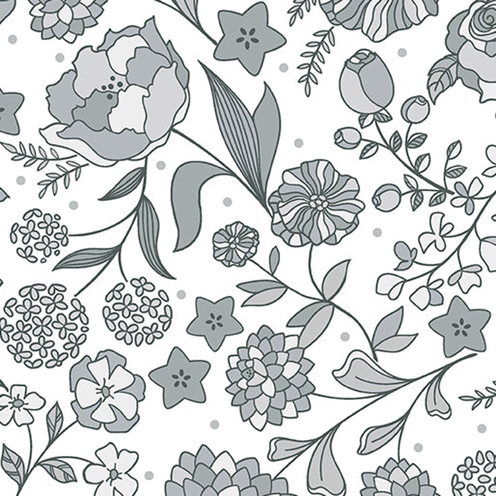 Botanica Feature Gray 0.5m - Benartex fabric for quilting and patchwork