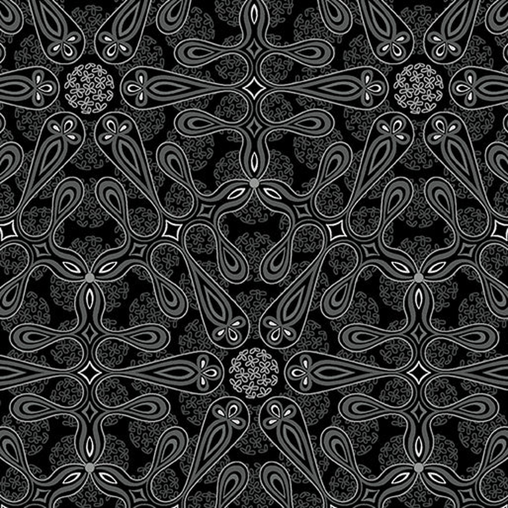 Botanica Medallion Charcoal 0.5m - Benartex fabric for quilting and patchwork