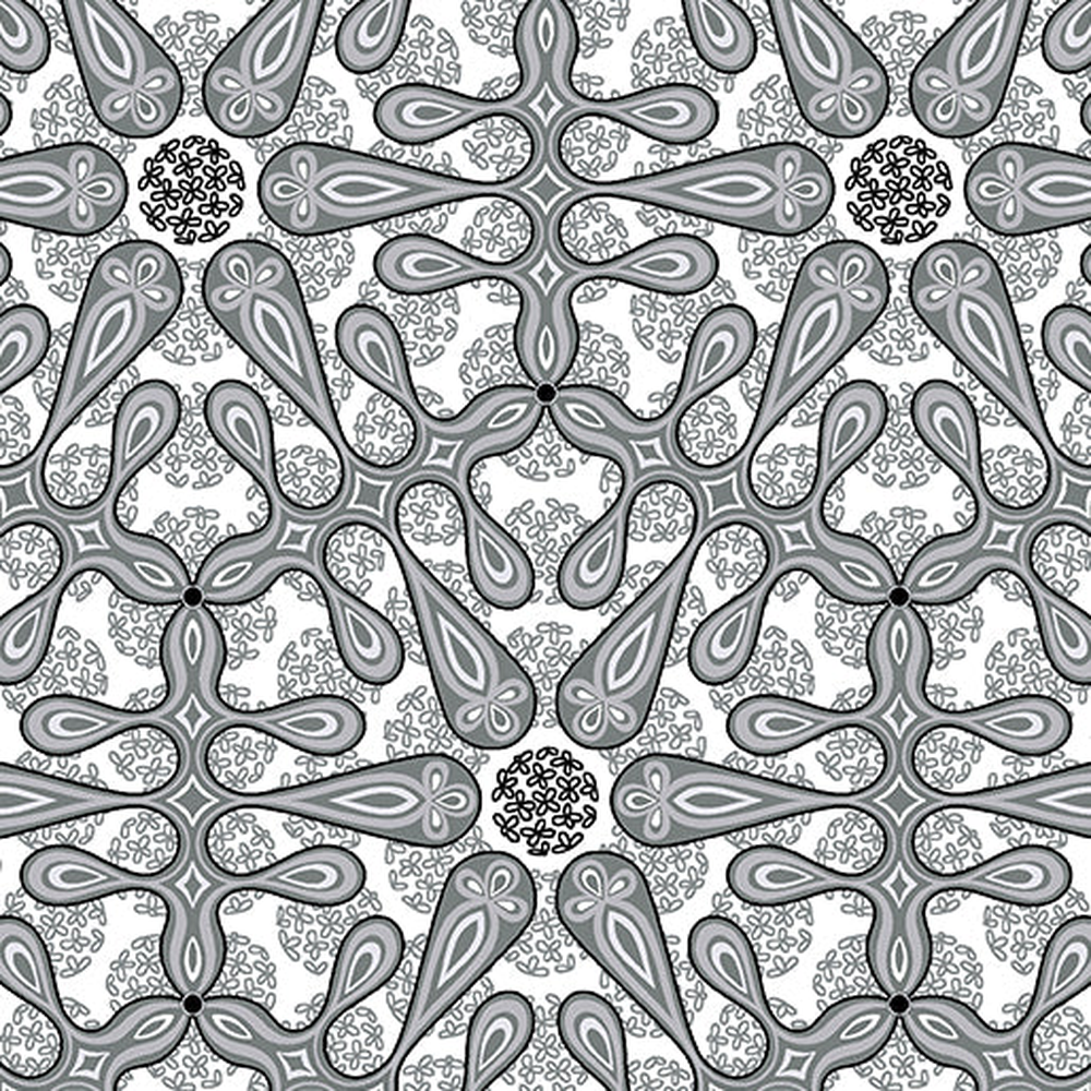 Botanica Medallion Gray 0.5m - Benartex fabric for quilting and patchwork