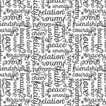 Botanica Script Black/White 0.5m - Benartex fabric for quilting and patchwork