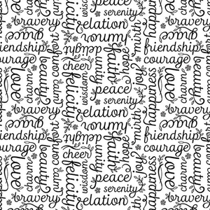 Botanica Script Black/White 0.5m - Benartex fabric for quilting and patchwork