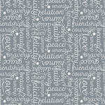 Botanica Script Gray 0.5m - Benartex fabric for quilting and patchwork