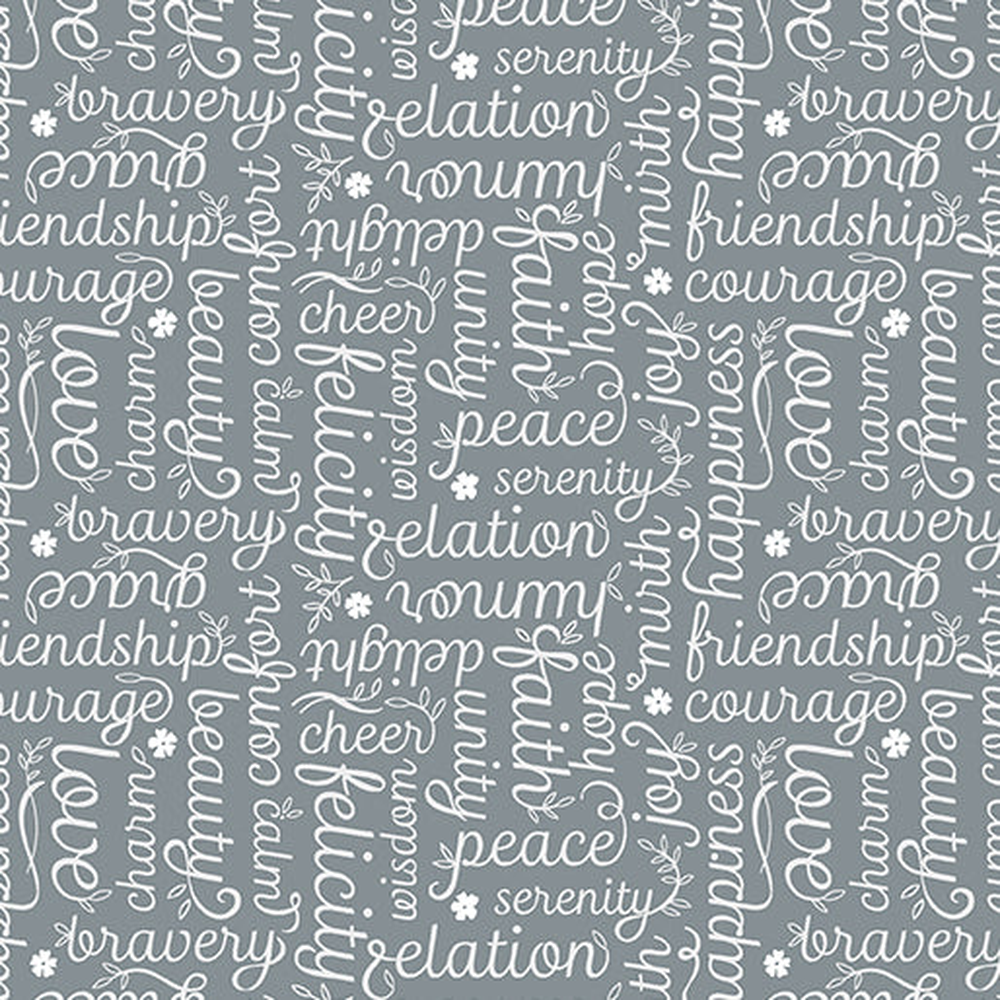 Botanica Script Gray 0.5m - Benartex fabric for quilting and patchwork