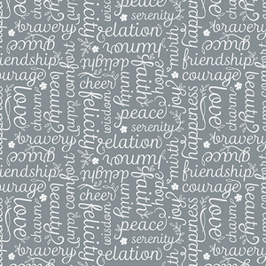 Botanica Script Gray 0.5m - Benartex fabric for quilting and patchwork