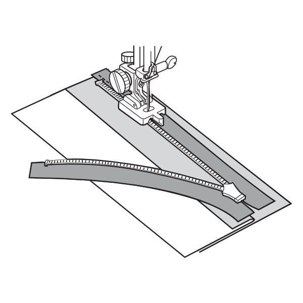 Bernette zipper foot B33 B35 - presser foot for inserting zips - detail view