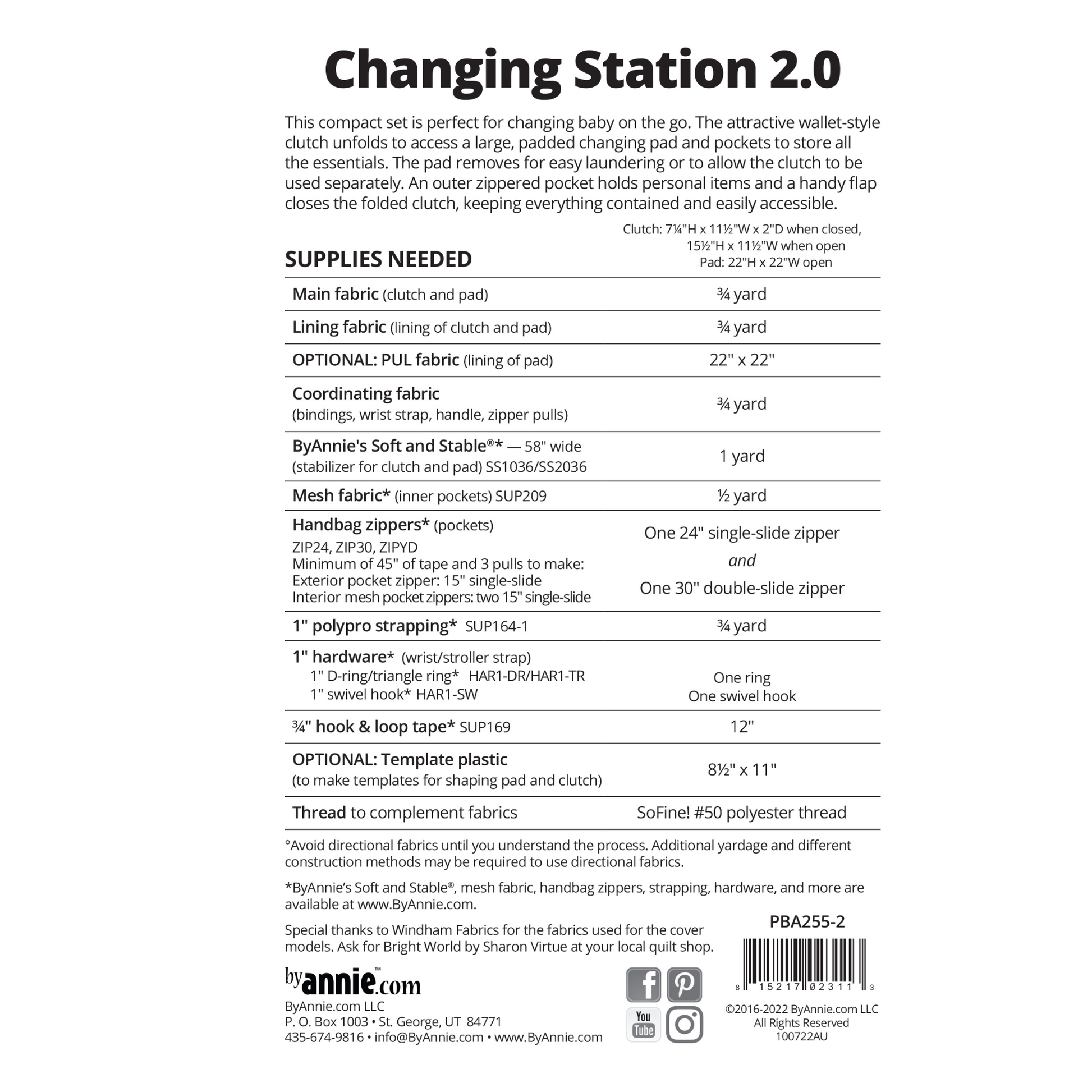 Baby Changing Station 2.0 Clutch & Change Pad Pattern - sewing pattern by ByAnnie - detail view