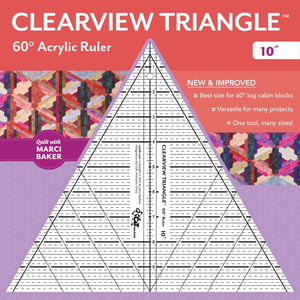 Clearview Triangle 60° Acrylic Ruler with quilt design background