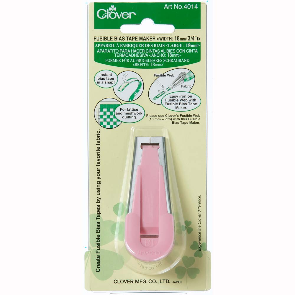 Clover fusible tape maker - tool for making iron-on bias tape - in use