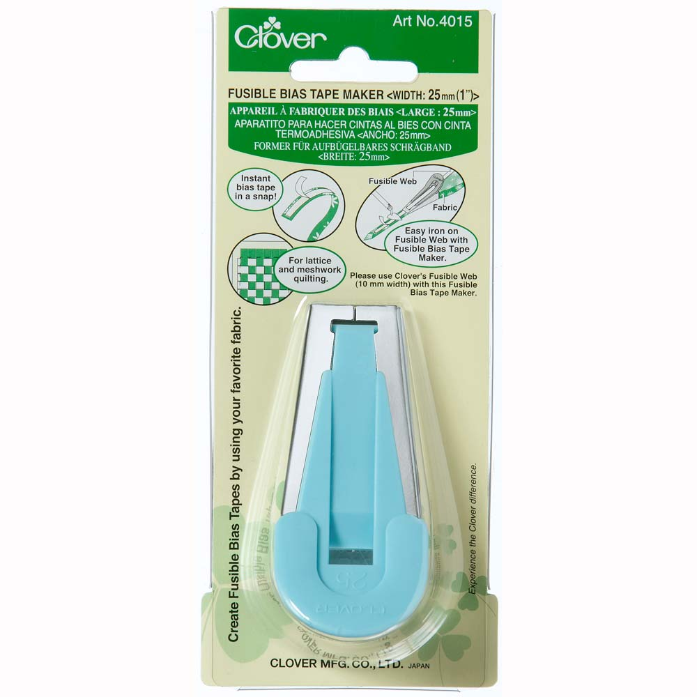 Clover fusible tape maker - tool for making iron-on bias tape - in use