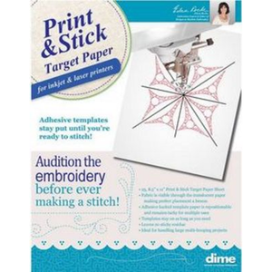 DIME Print and Stick Target Paper for Machine Embroidery Placement