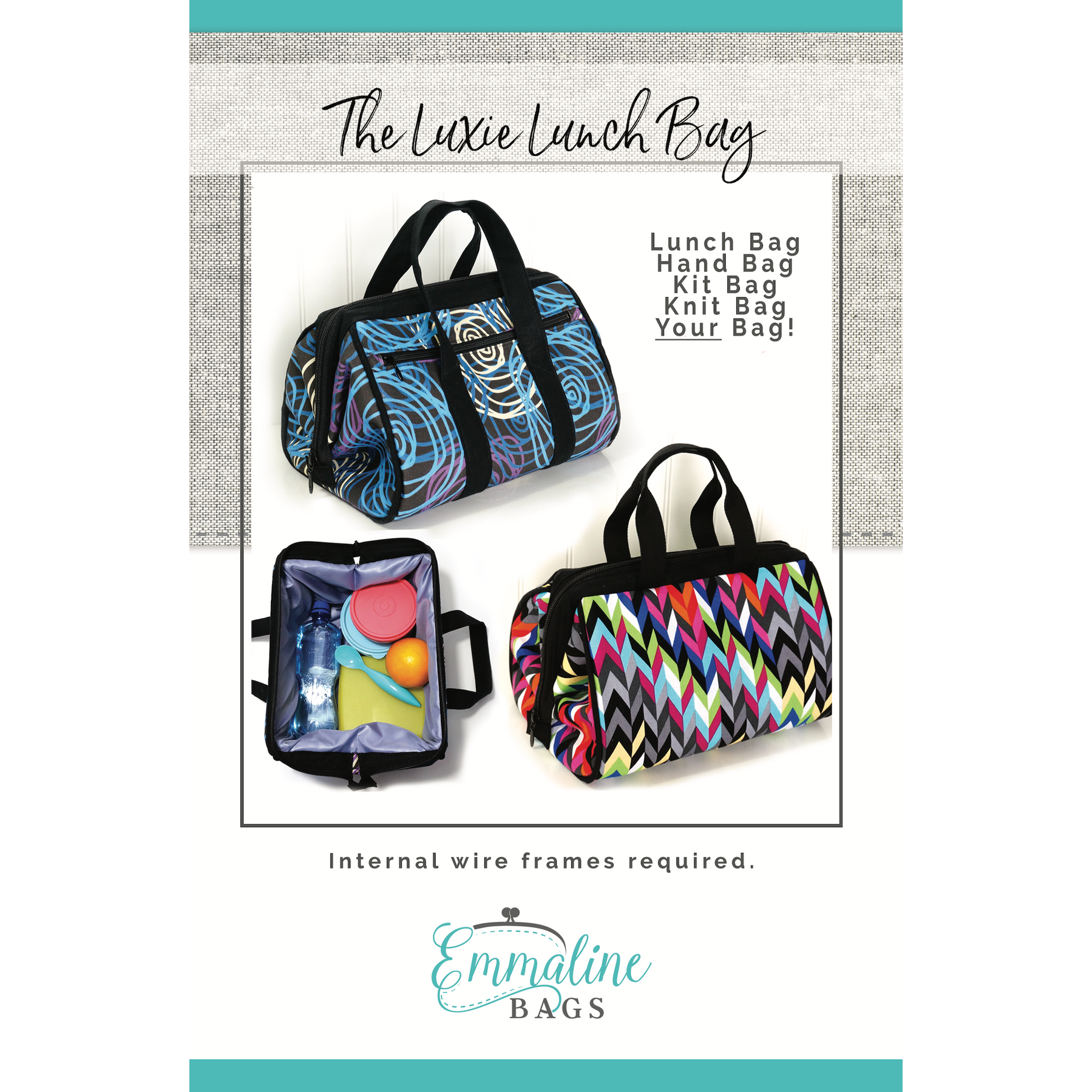 Emmaline The Luxie-Lunch Bag Pattern - sewing pattern by Emmaline Bags