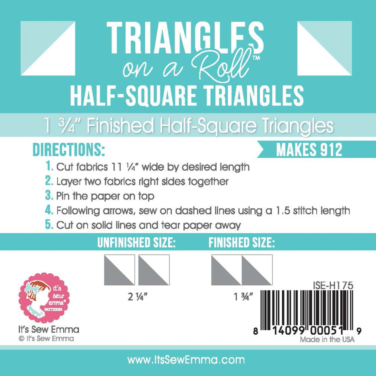 Half Square Triangles on a Roll 1.75 inch shown in detail