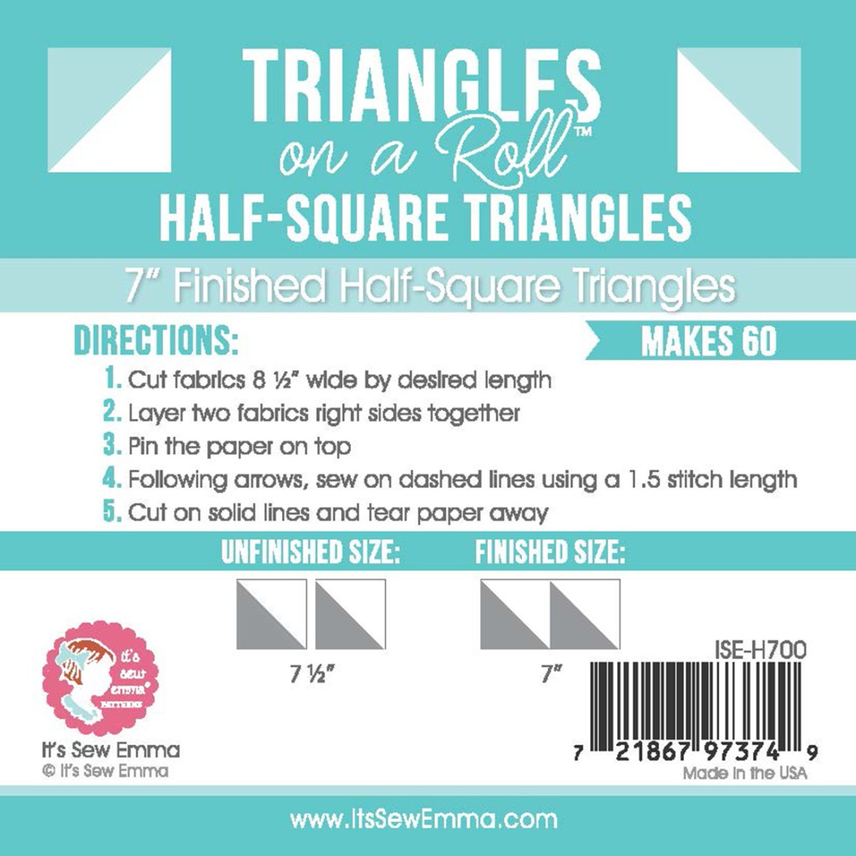 Half Square Triangles on a Roll 7 inch shown in detail