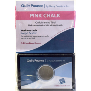 Packaging for Quilt Pounce chalk pads, available in pink and blue colors. The packages are marked with the product name and b