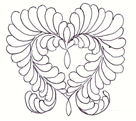 Quilter's Rule ¼" Feathered Heart Large - quilting ruler and template - detail view