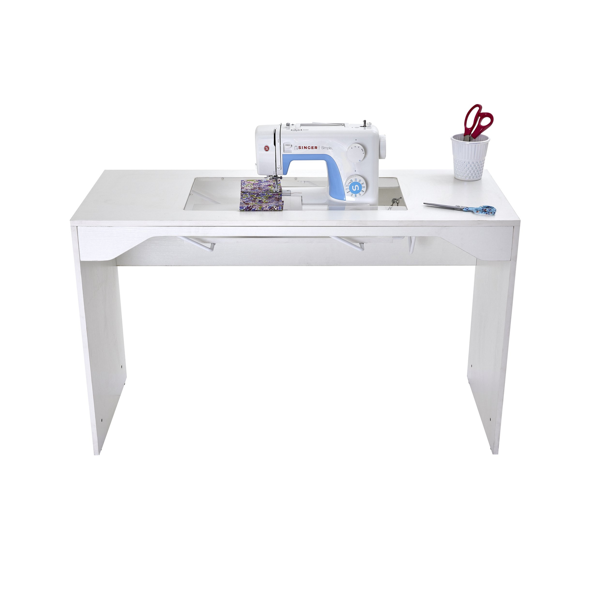 Horn Elements Sewing Table with flush machine inset close-up