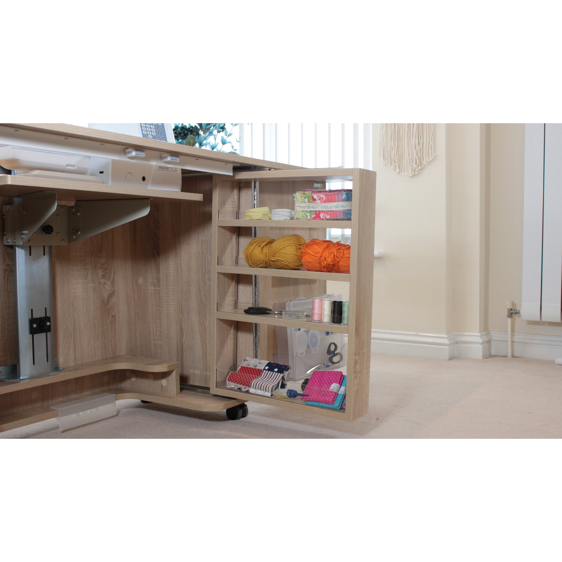 Horn Gemini XL cabinet with door storage bins and folded fabric detail