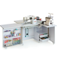 Horn Nova XL cabinet with sewing machine, overlocker, and thread storage