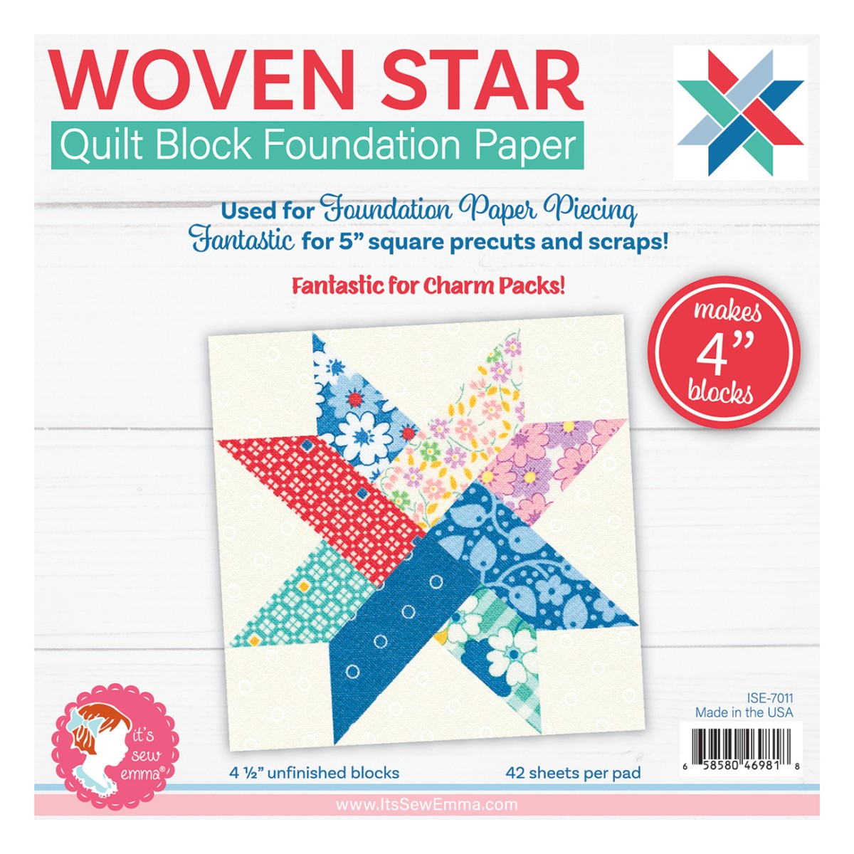 It's Sew Emma Woven Star foundation paper piecing pad 4 inch