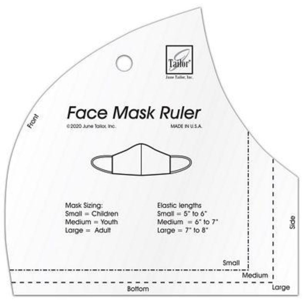 June Tailor Face Mask Ruler 3-in-1 template for small medium and large face masks
