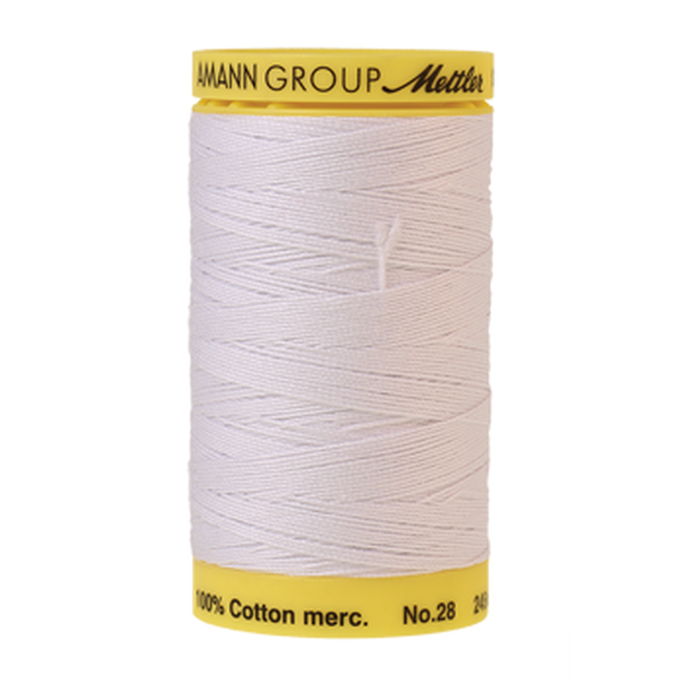 Mettler sewing thread spool in White (2000) - 28wt 248m