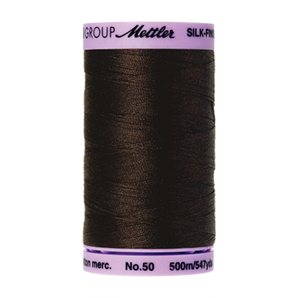 Mettler sewing thread spool in Very Dark Brown (1002) - 50wt 500m