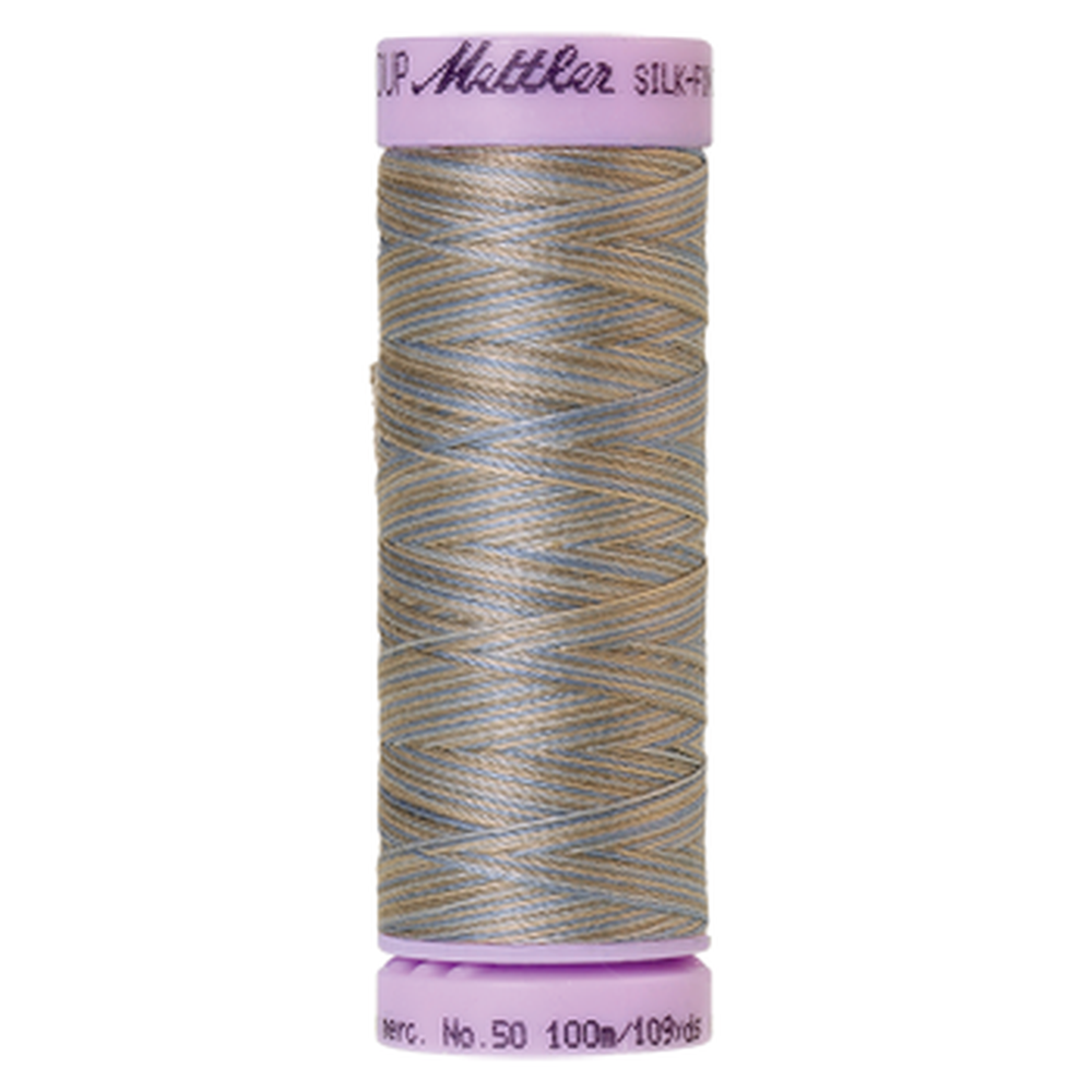 Mettler sewing thread spool in Silvery Blues (9843) - 50wt 100m