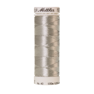 Mettler metallic embroidery thread spool in Antique Silver (0511) - 40wt 100m