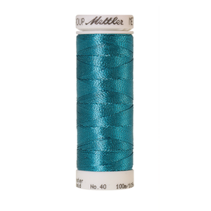 Mettler metallic embroidery thread spool in Bright Turquoise (4101) - 40wt 100m