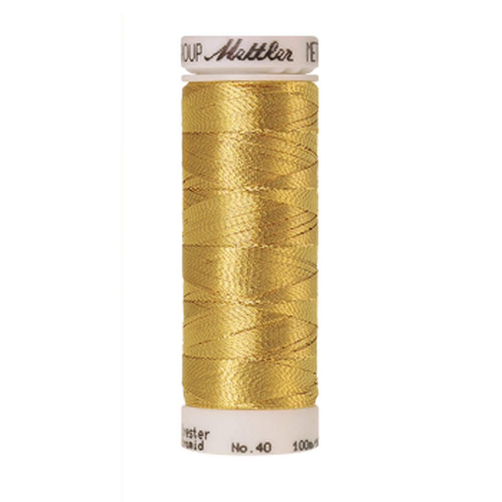 Mettler metallic embroidery thread spool in Inka Gold (2108) - 40wt 100m