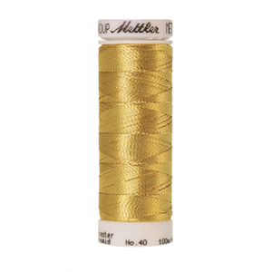 Mettler metallic embroidery thread spool in Inka Gold (2108) - 40wt 100m