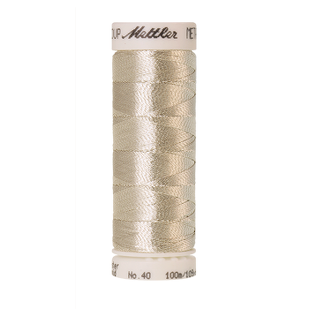 Mettler metallic embroidery thread spool in Silver (2701) - 40wt 100m