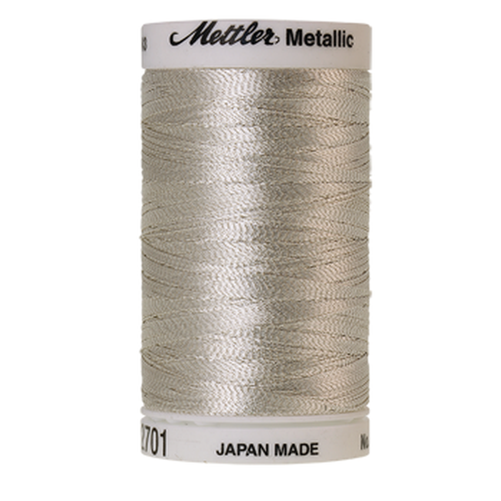 Mettler metallic embroidery thread spool in Silver (2701) - 40wt 600m