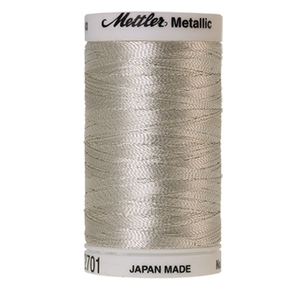 Mettler metallic embroidery thread spool in Silver (2701) - 40wt 600m