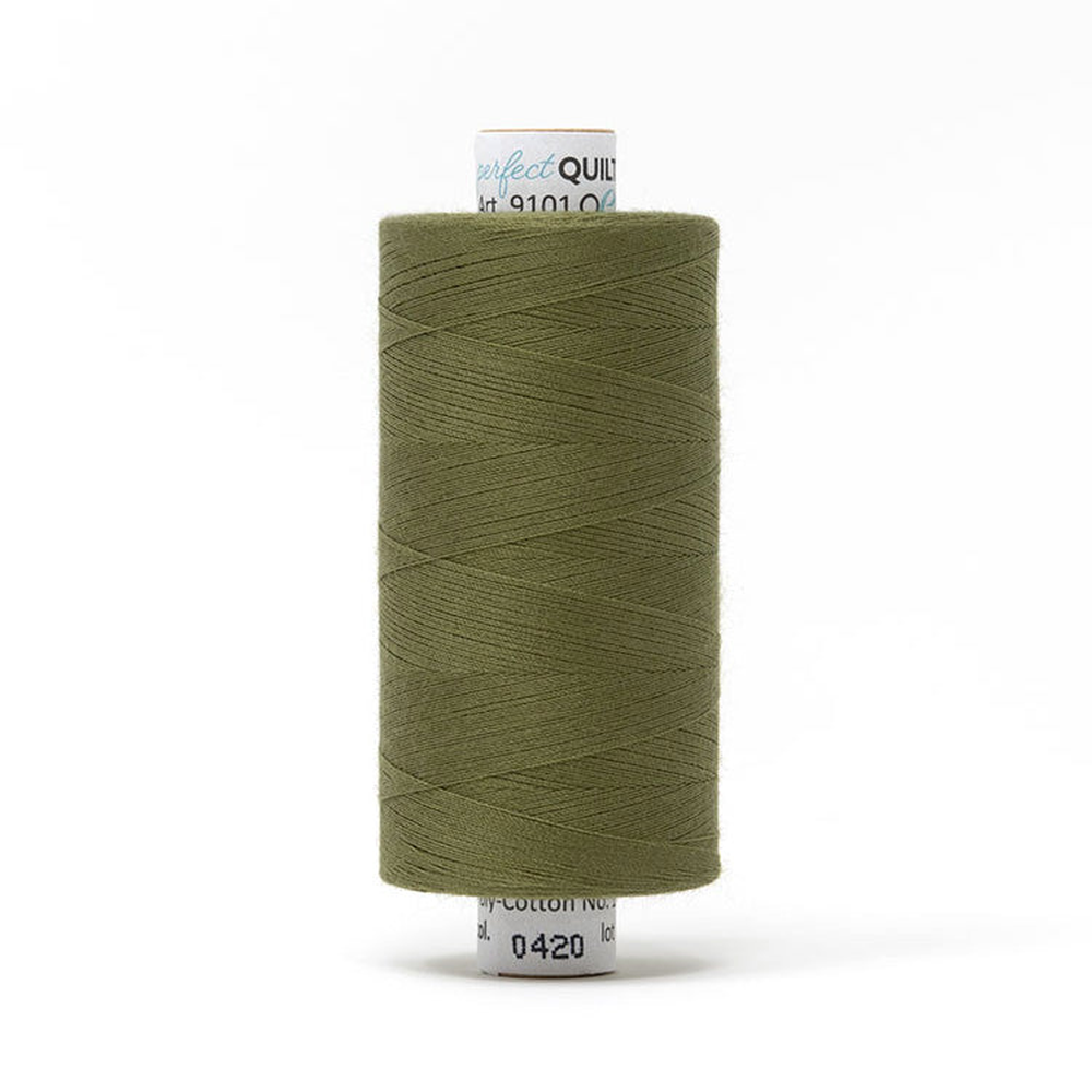 Mettler quilting thread spool in Olive Drab (0420) - 50wt 1000m
