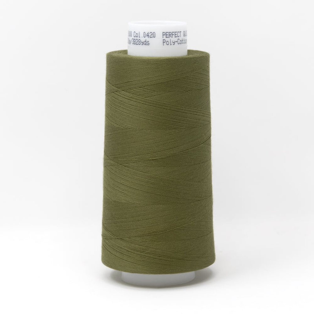 Mettler quilting thread spool in Olive Drab (0420) - 50wt 3500m