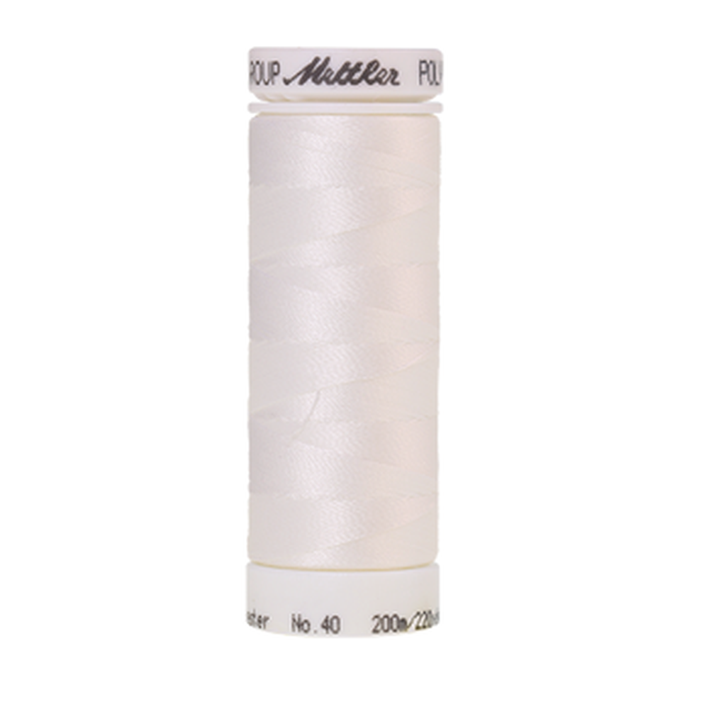 Mettler embroidery thread spool in Silky White (0010) - 40wt 200m