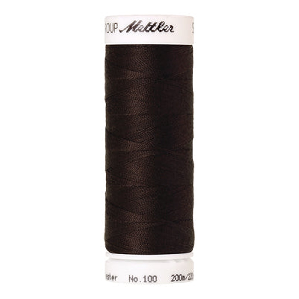 Mettler Seralon sewing thread spool in Very Dark Brown (1002) - 62/2 200m