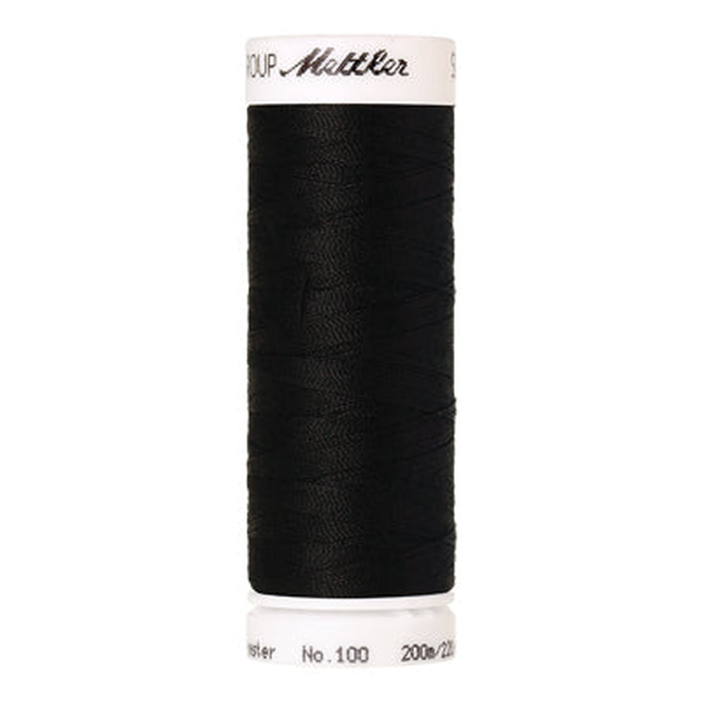 Mettler Seralon sewing thread spool in Black (4000) - 62/2 200m