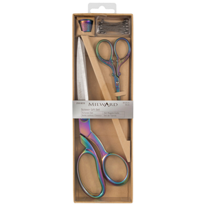 Milward Gift Set Scissors 21.5cm, Snips 9.5cm, Thimble & Pins - Rainbow - machine sewing needles