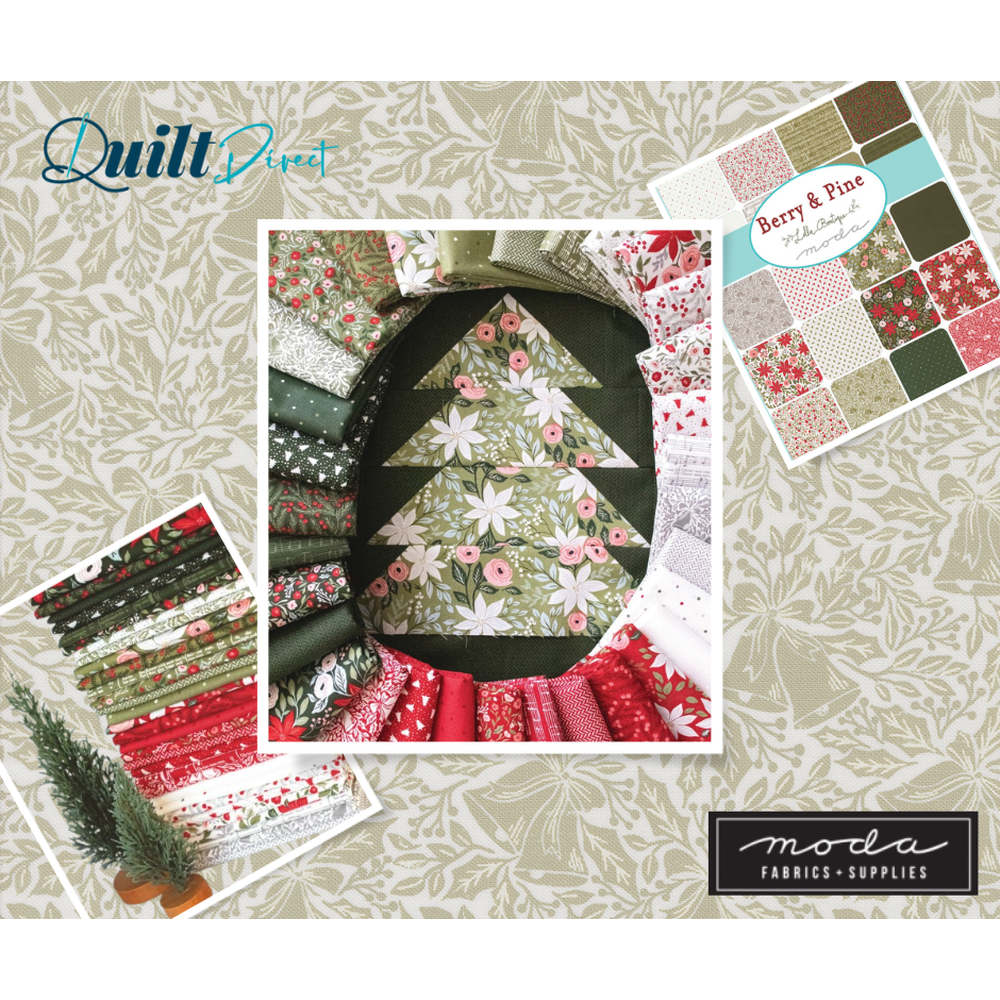 Berry & Pine patterned cotton quilting fabric by Moda
