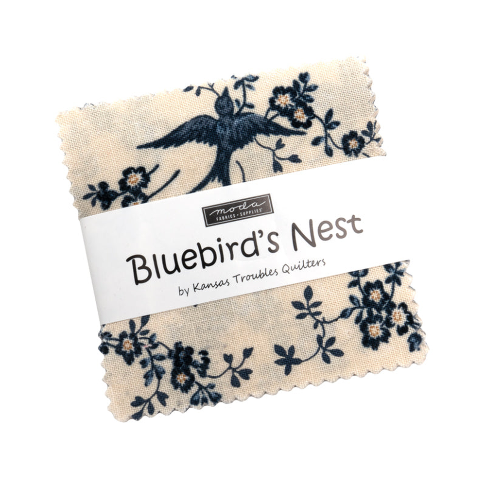 Bluebirds Nest patterned cotton quilting fabric by Moda