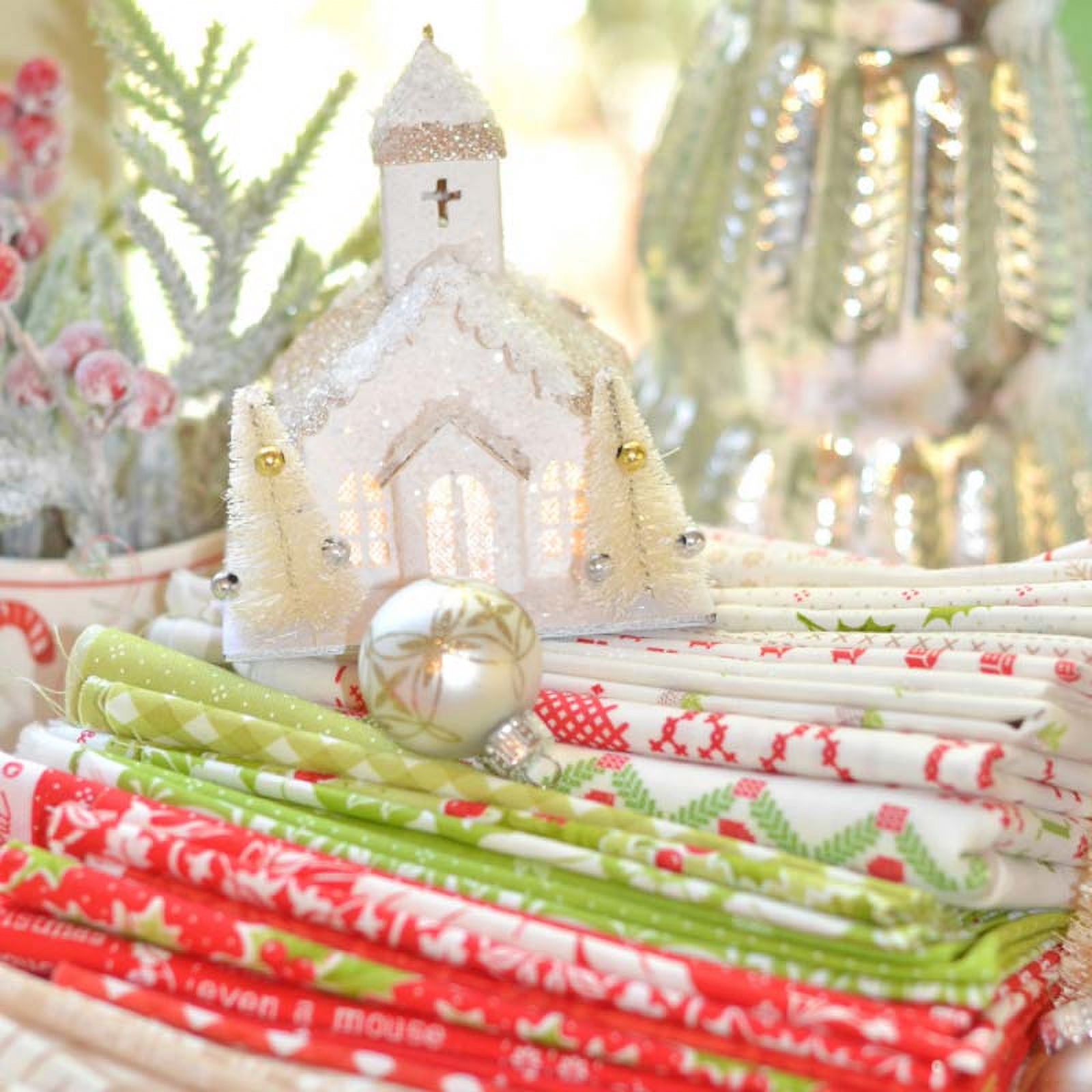 Christmas Stitched patterned cotton quilting fabric by Moda