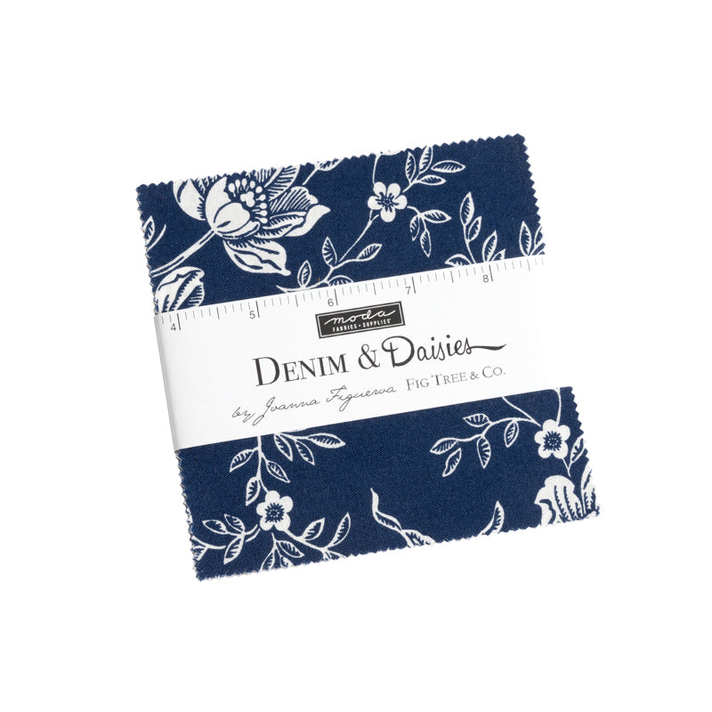 Denim & Daisies patterned cotton quilting fabric by Moda