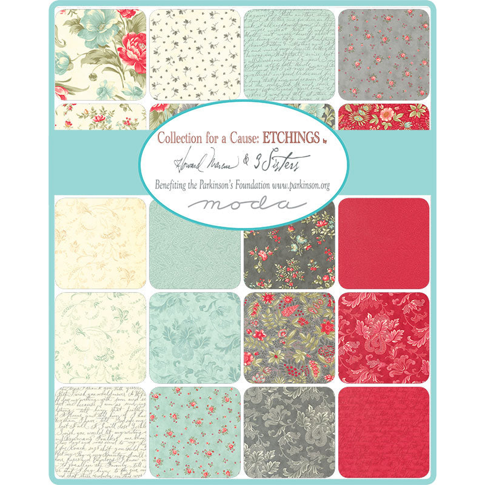 Etchings patterned cotton quilting fabric by Moda